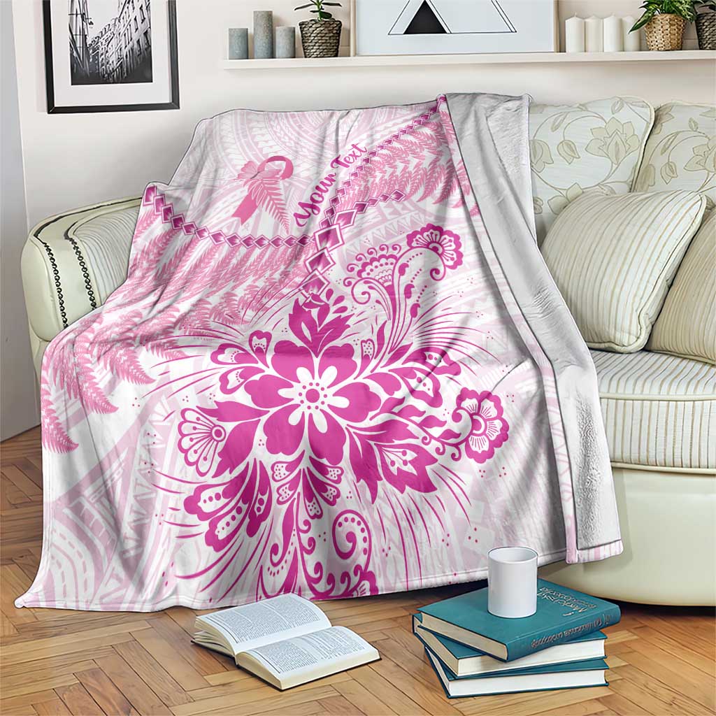 Personalised New Zealand Pink Fern Breast Cancer Blanket Polynesian Pattern LT01 Pink - Polynesian Pride