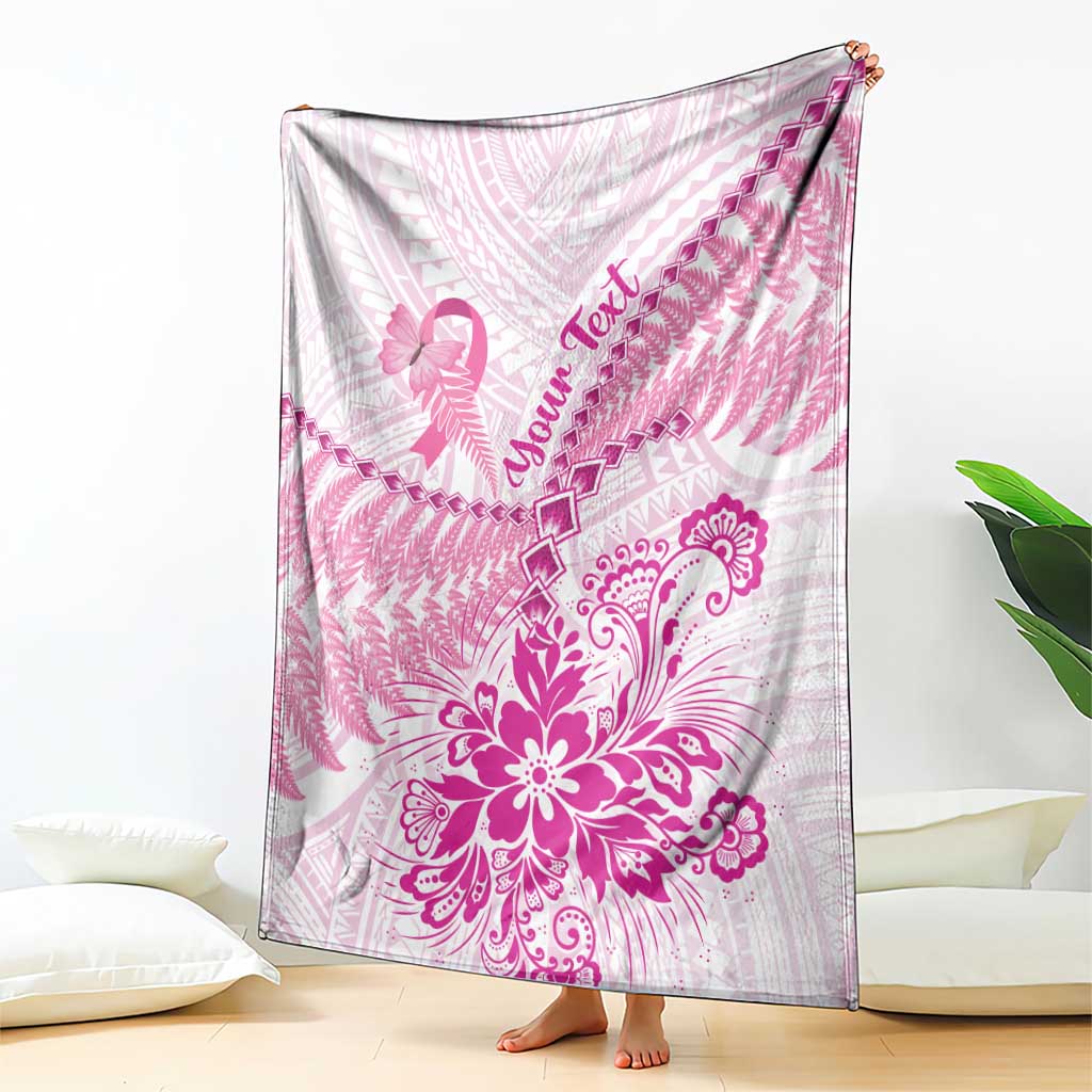 Personalised New Zealand Pink Fern Breast Cancer Blanket Polynesian Pattern LT01 - Polynesian Pride