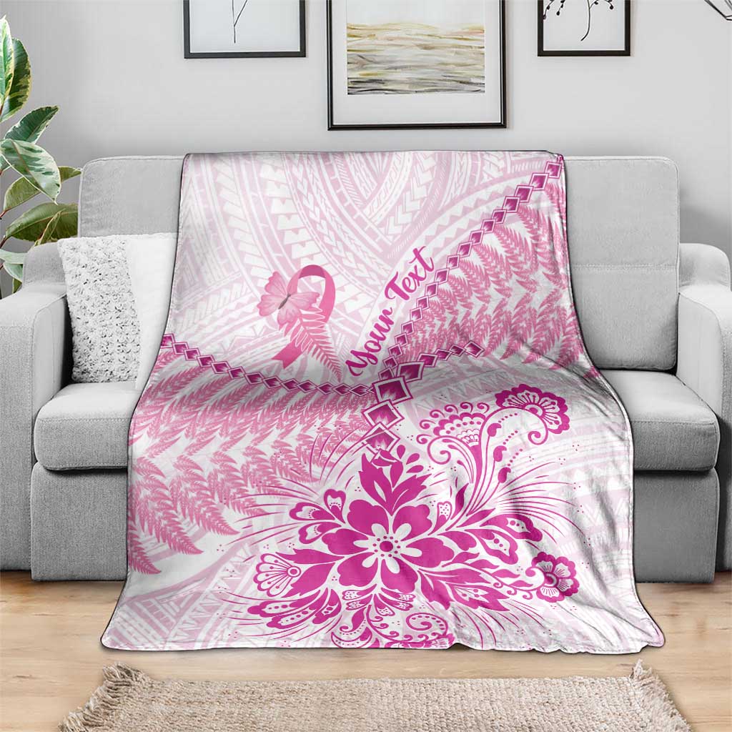 Personalised New Zealand Pink Fern Breast Cancer Blanket Polynesian Pattern LT01 - Polynesian Pride