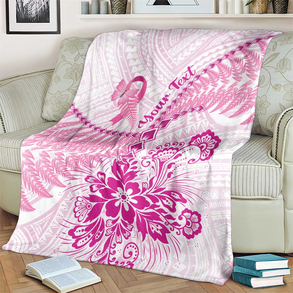 Personalised New Zealand Pink Fern Breast Cancer Blanket Polynesian Pattern LT01 - Polynesian Pride
