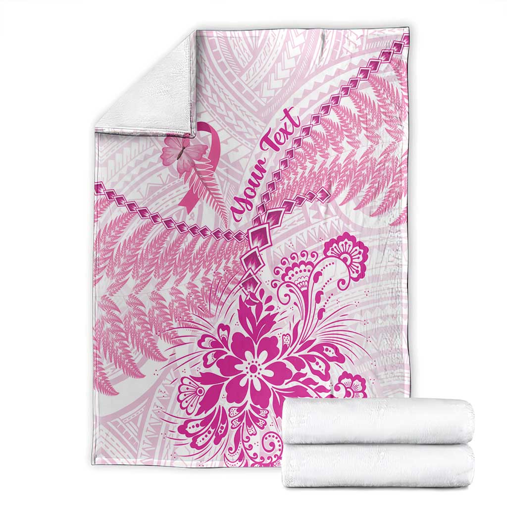 Personalised New Zealand Pink Fern Breast Cancer Blanket Polynesian Pattern LT01 - Polynesian Pride