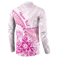 Personalised New Zealand Pink Fern Breast Cancer Button Sweatshirt Polynesian Pattern LT01 - Polynesian Pride