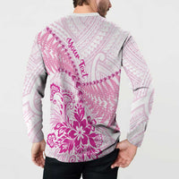 Personalised New Zealand Pink Fern Breast Cancer Button Sweatshirt Polynesian Pattern LT01 - Polynesian Pride