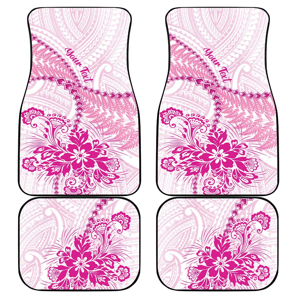 Personalised New Zealand Pink Fern Breast Cancer Car Mats Polynesian Pattern LT01 - Polynesian Pride