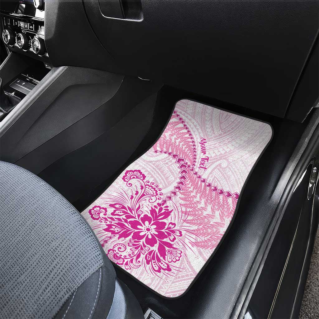 Personalised New Zealand Pink Fern Breast Cancer Car Mats Polynesian Pattern LT01 - Polynesian Pride