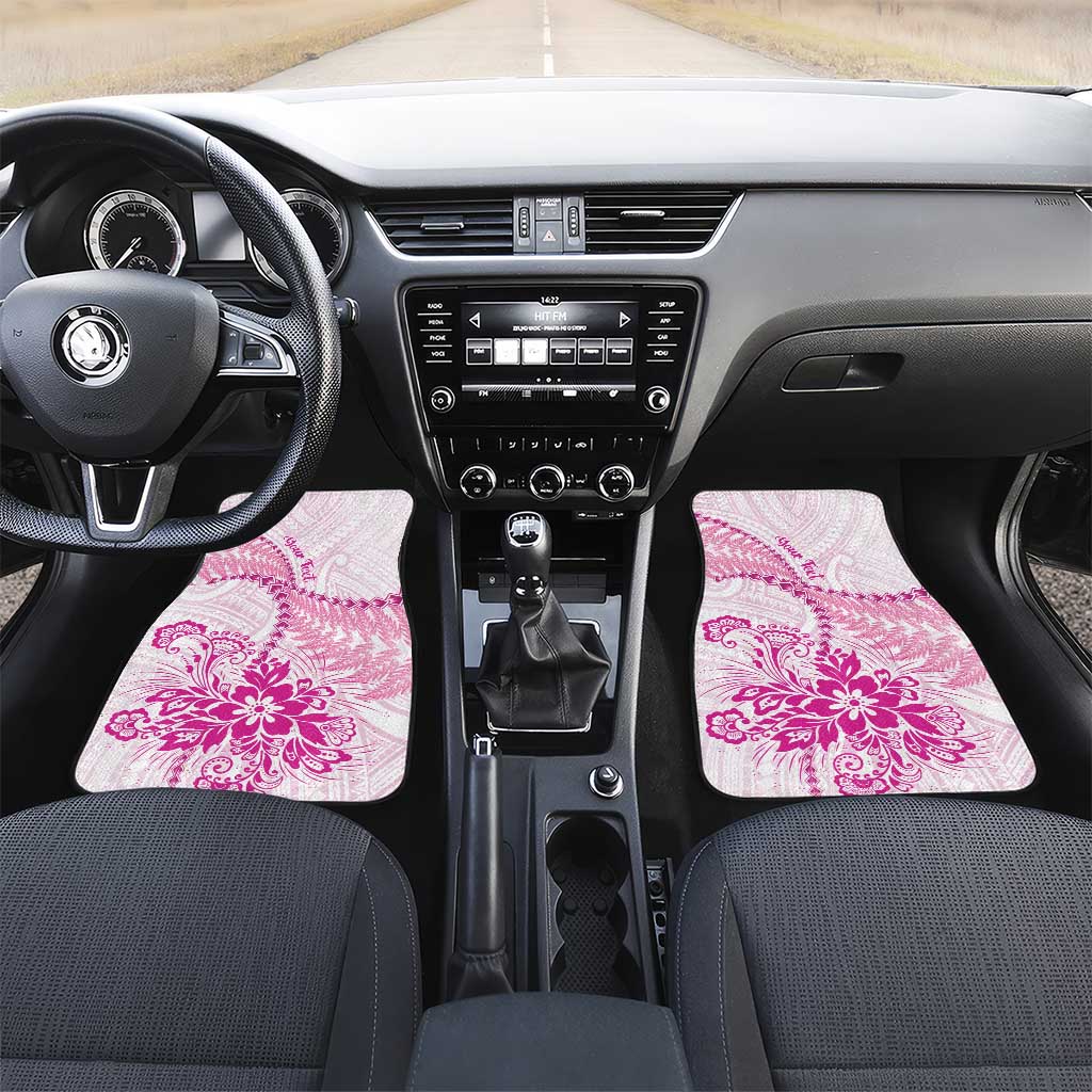 Personalised New Zealand Pink Fern Breast Cancer Car Mats Polynesian Pattern LT01 Set 2pcs - Front Pink - Polynesian Pride