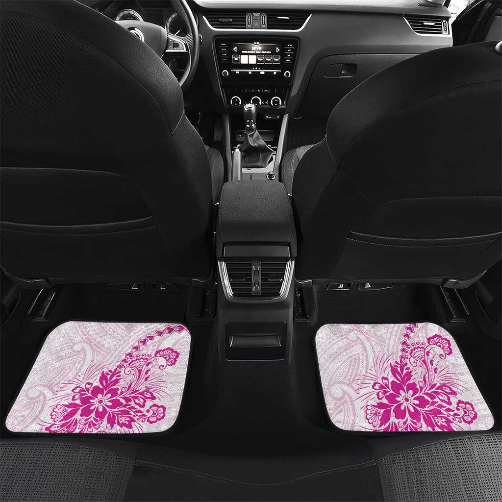 Personalised New Zealand Pink Fern Breast Cancer Car Mats Polynesian Pattern LT01 Set 2pcs - Back Pink - Polynesian Pride