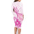 Personalised New Zealand Pink Fern Breast Cancer Family Matching Long Sleeve Bodycon Dress and Hawaiian Shirt Polynesian Pattern