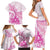 Personalised New Zealand Pink Fern Breast Cancer Family Matching Short Sleeve Bodycon Dress and Hawaiian Shirt Polynesian Pattern