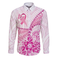 Personalised New Zealand Pink Fern Breast Cancer Family Matching Tank Maxi Dress and Hawaiian Shirt Polynesian Pattern