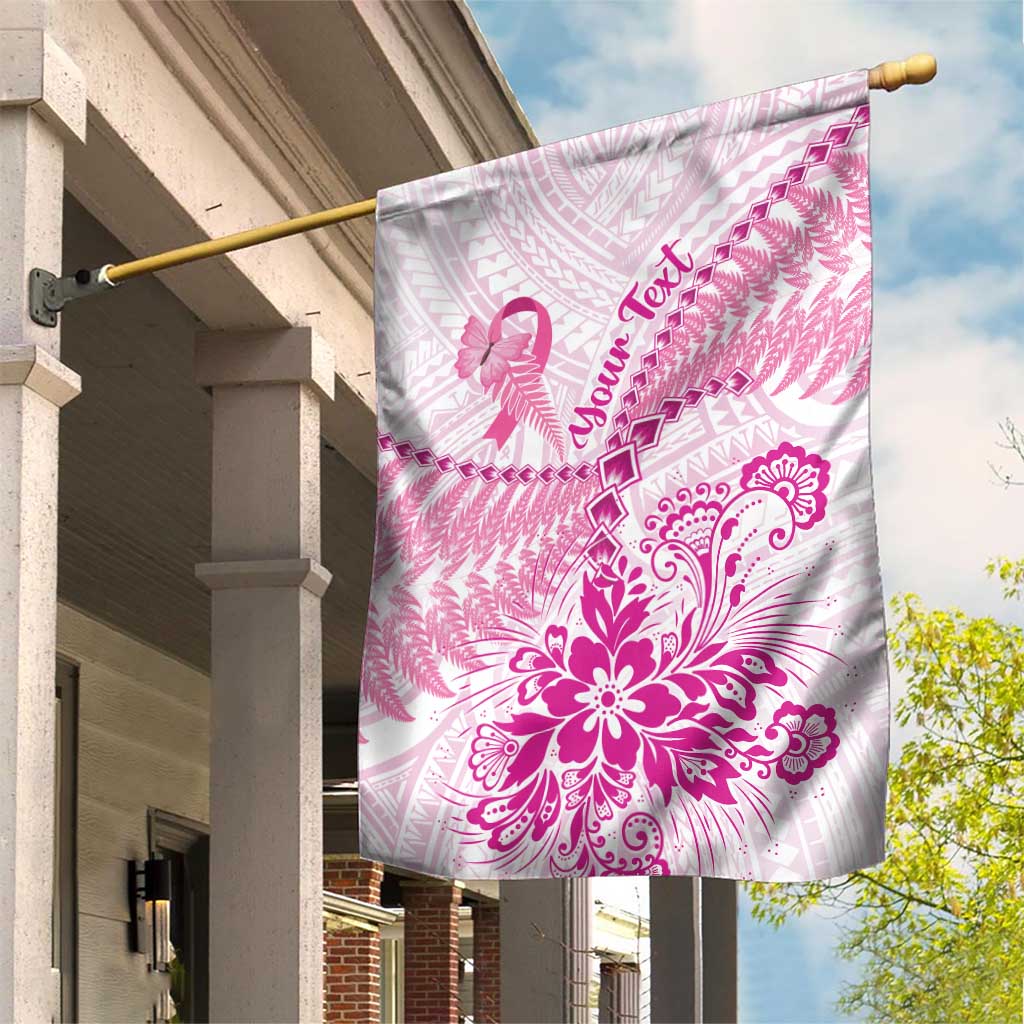 Personalised New Zealand Pink Fern Breast Cancer Garden Flag Polynesian Pattern LT01 House Flag Pink - Polynesian Pride