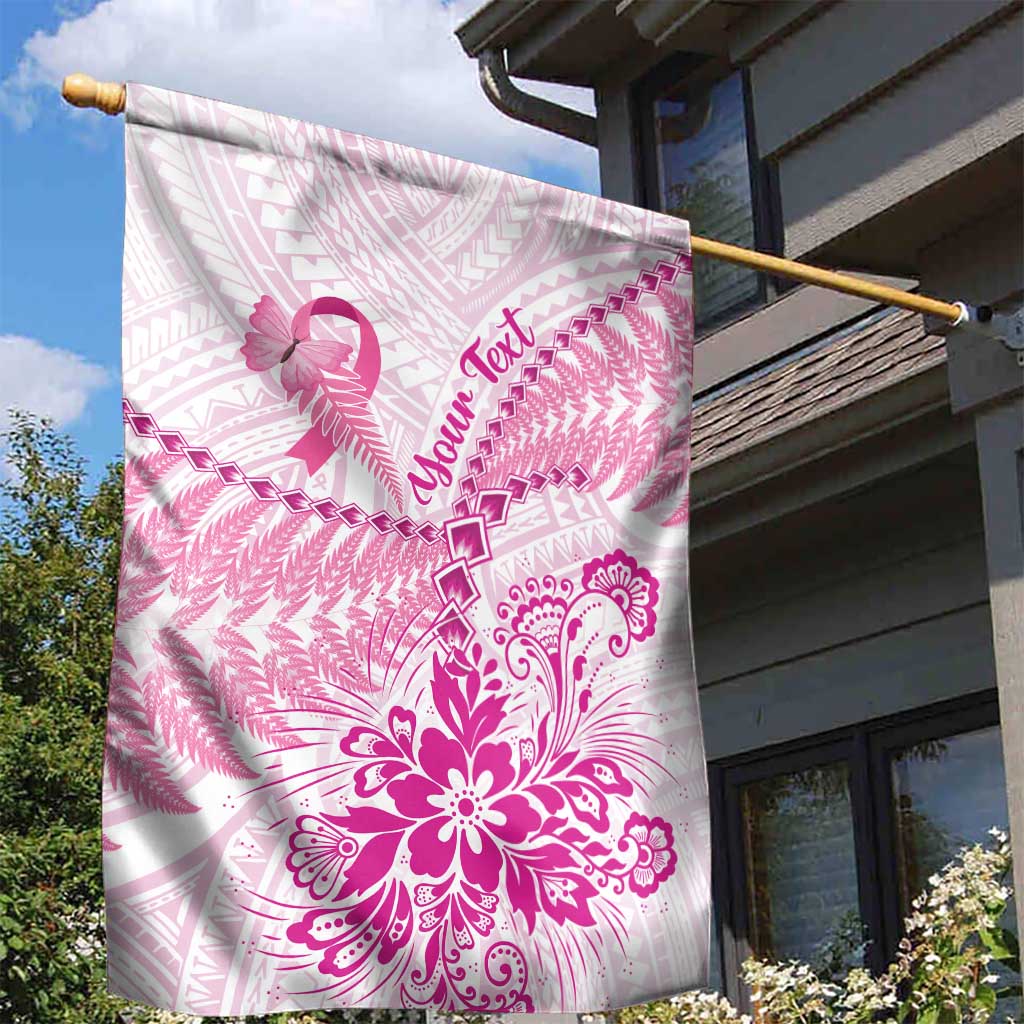 Personalised New Zealand Pink Fern Breast Cancer Garden Flag Polynesian Pattern LT01 - Polynesian Pride