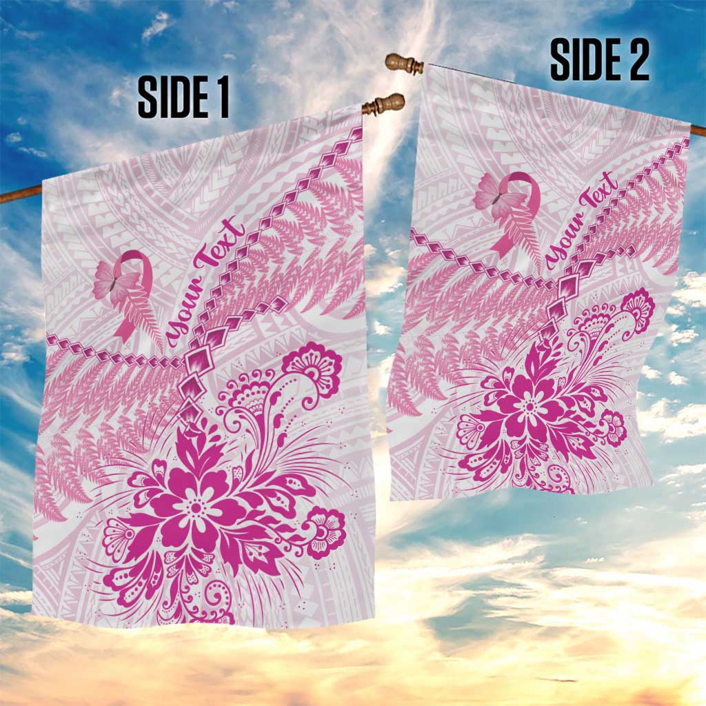 Personalised New Zealand Pink Fern Breast Cancer Garden Flag Polynesian Pattern LT01 - Polynesian Pride