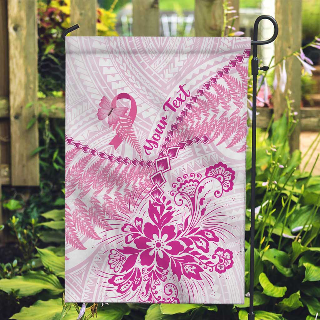 Personalised New Zealand Pink Fern Breast Cancer Garden Flag Polynesian Pattern LT01 Garden Flag Pink - Polynesian Pride