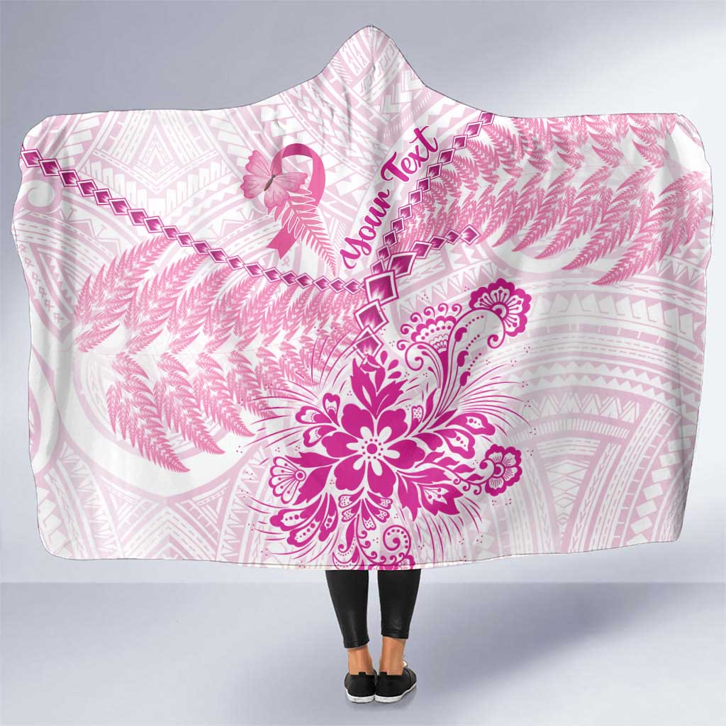 Personalised New Zealand Pink Fern Breast Cancer Hooded Blanket Polynesian Pattern LT01 One Size Pink - Polynesian Pride
