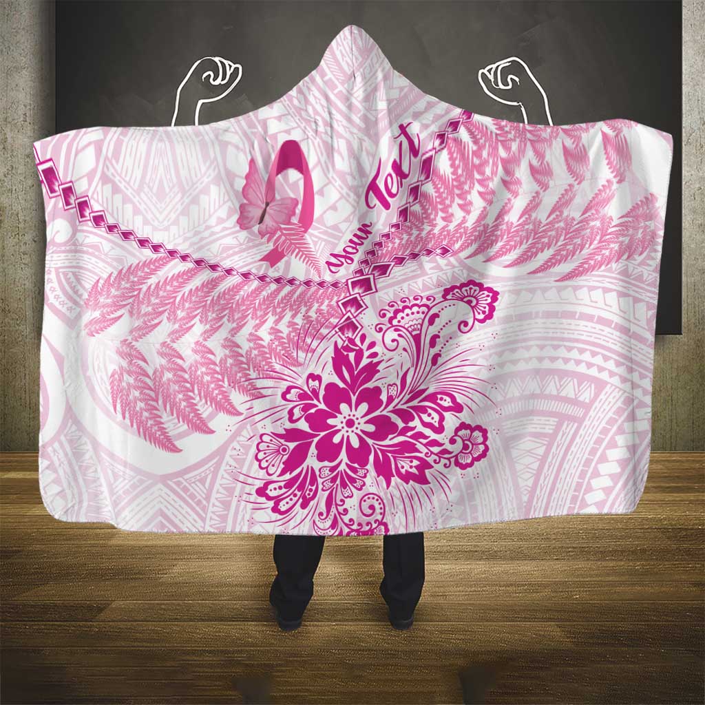 Personalised New Zealand Pink Fern Breast Cancer Hooded Blanket Polynesian Pattern LT01 - Polynesian Pride