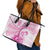 Personalised New Zealand Pink Fern Breast Cancer Leather Tote Bag Polynesian Pattern