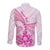 Personalised New Zealand Pink Fern Breast Cancer Long Sleeve Button Shirt Polynesian Pattern