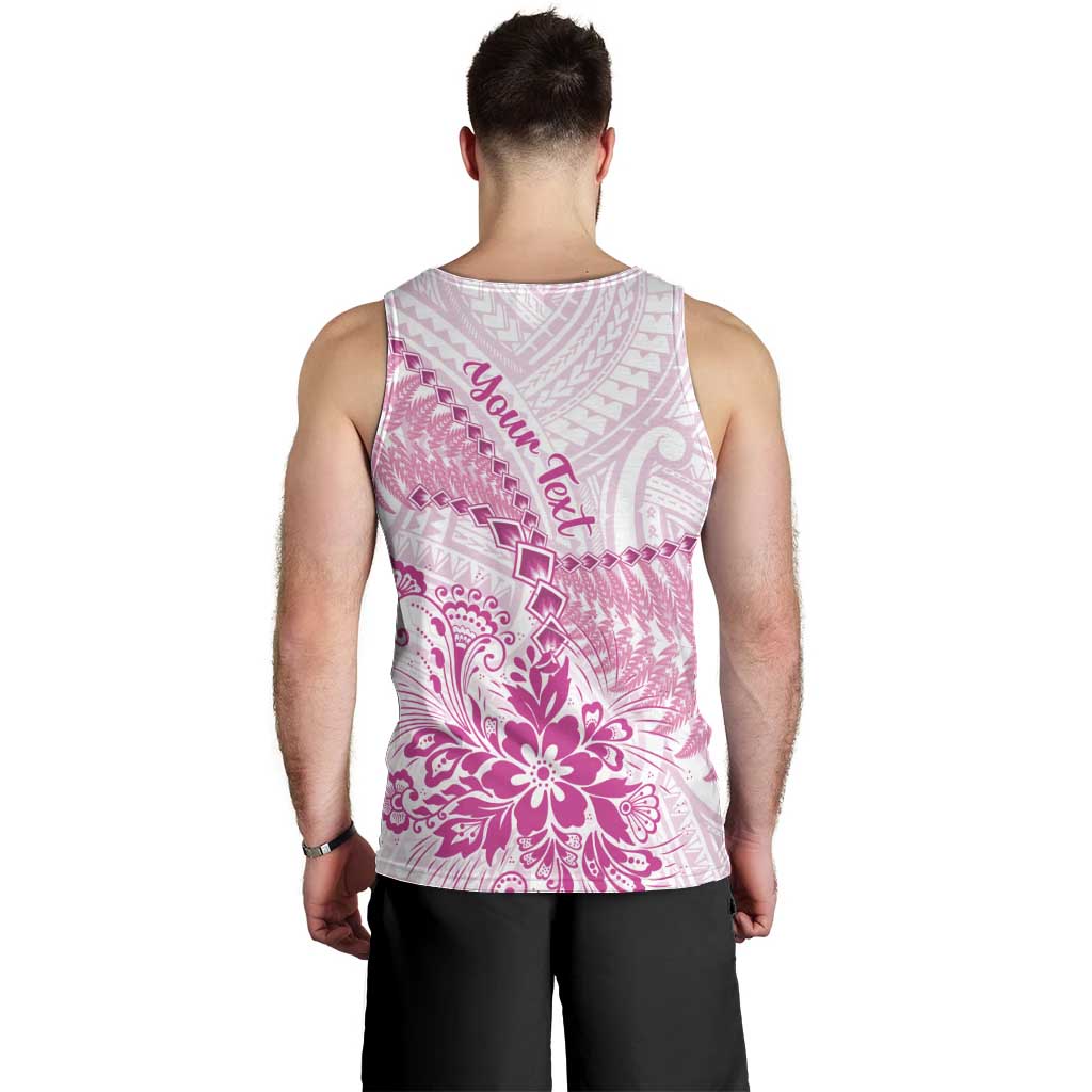 Personalised New Zealand Pink Fern Breast Cancer Men Tank Top Polynesian Pattern LT01 - Polynesian Pride