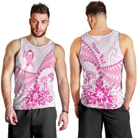 Personalised New Zealand Pink Fern Breast Cancer Men Tank Top Polynesian Pattern LT01 - Polynesian Pride