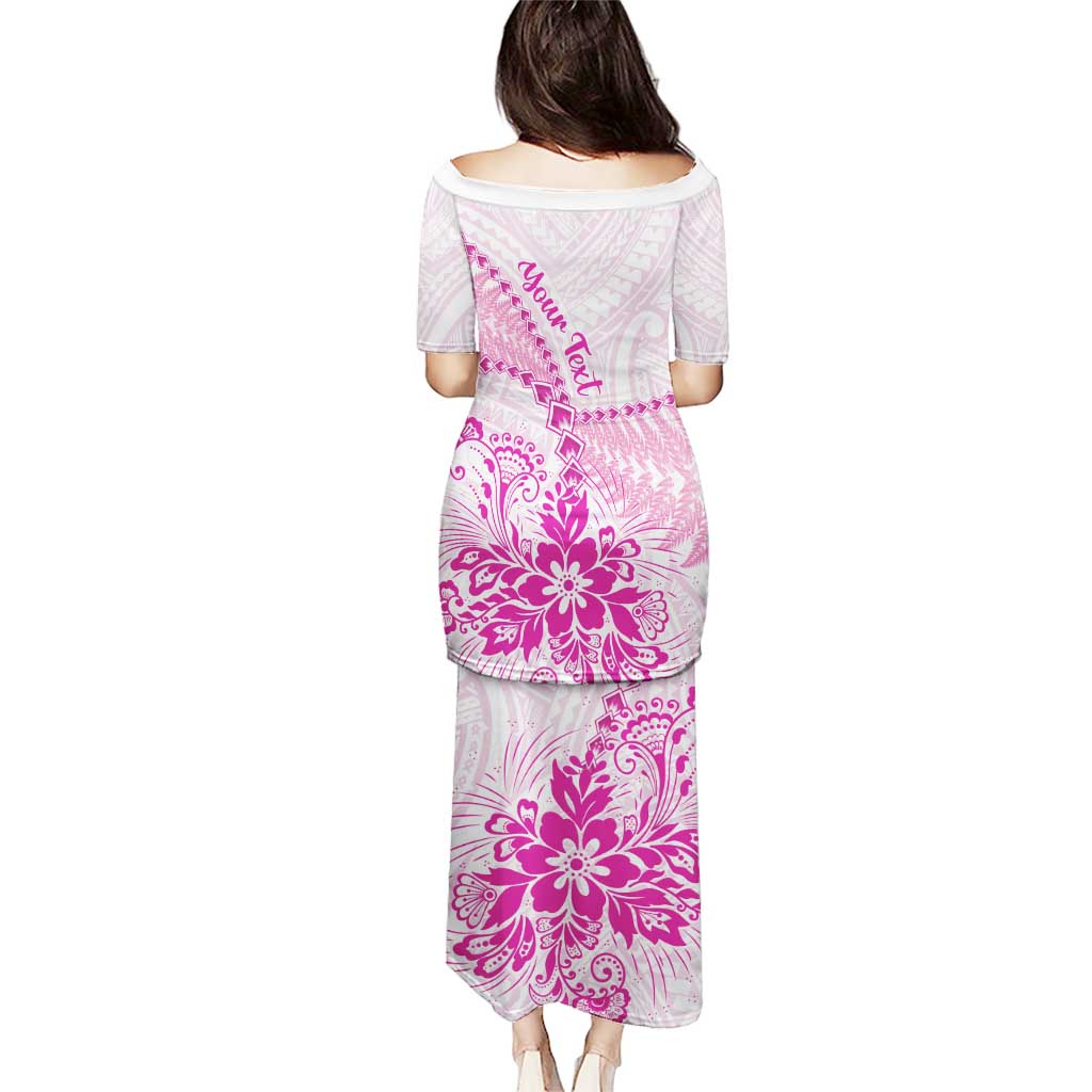 Personalised New Zealand Pink Fern Breast Cancer Puletasi Polynesian Pattern LT01 - Polynesian Pride