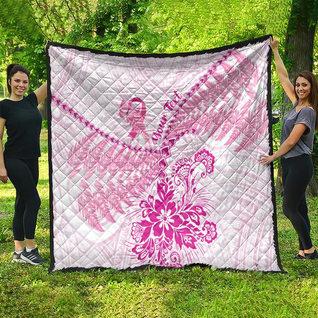 Personalised New Zealand Pink Fern Breast Cancer Quilt Polynesian Pattern