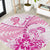 Personalised New Zealand Pink Fern Breast Cancer Round Carpet Polynesian Pattern