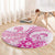 Personalised New Zealand Pink Fern Breast Cancer Round Carpet Polynesian Pattern