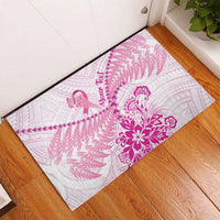 Personalised New Zealand Pink Fern Breast Cancer Rubber Doormat Polynesian Pattern LT01 - Polynesian Pride