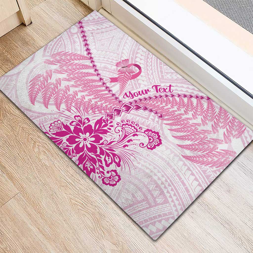Personalised New Zealand Pink Fern Breast Cancer Rubber Doormat Polynesian Pattern LT01 - Polynesian Pride