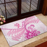 Personalised New Zealand Pink Fern Breast Cancer Rubber Doormat Polynesian Pattern LT01 - Polynesian Pride