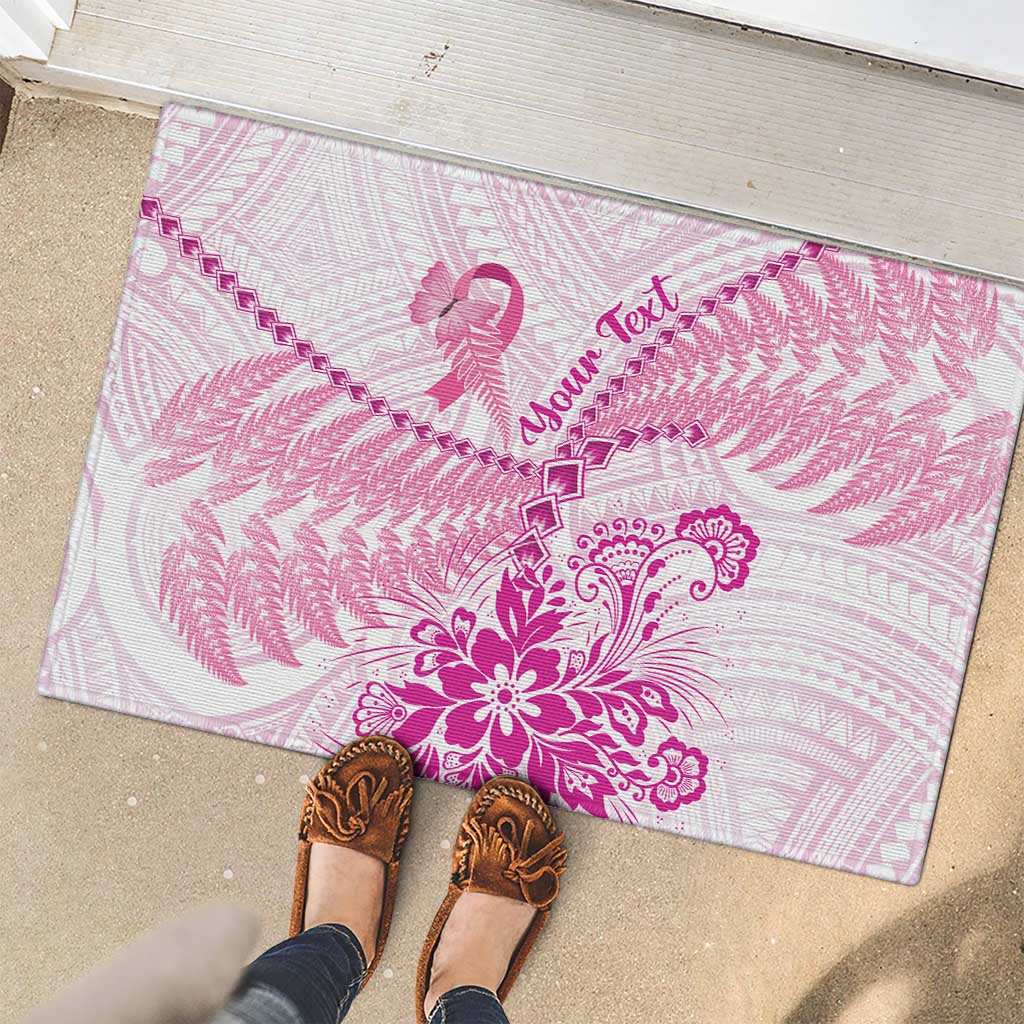 Personalised New Zealand Pink Fern Breast Cancer Rubber Doormat Polynesian Pattern LT01 - Polynesian Pride