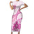 Personalised New Zealand Pink Fern Breast Cancer Short Sleeve Bodycon Dress Polynesian Pattern