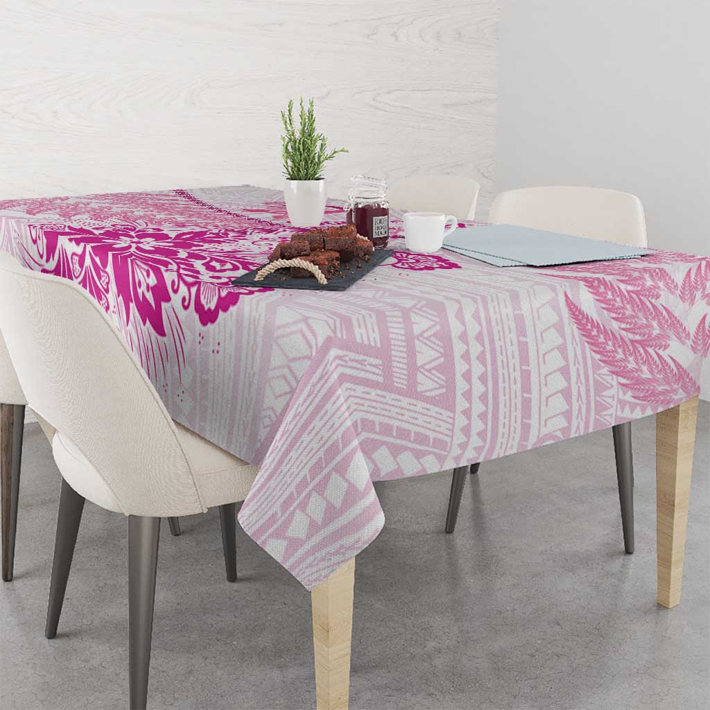 Personalised New Zealand Pink Fern Breast Cancer Tablecloth Polynesian Pattern LT01 - Polynesian Pride