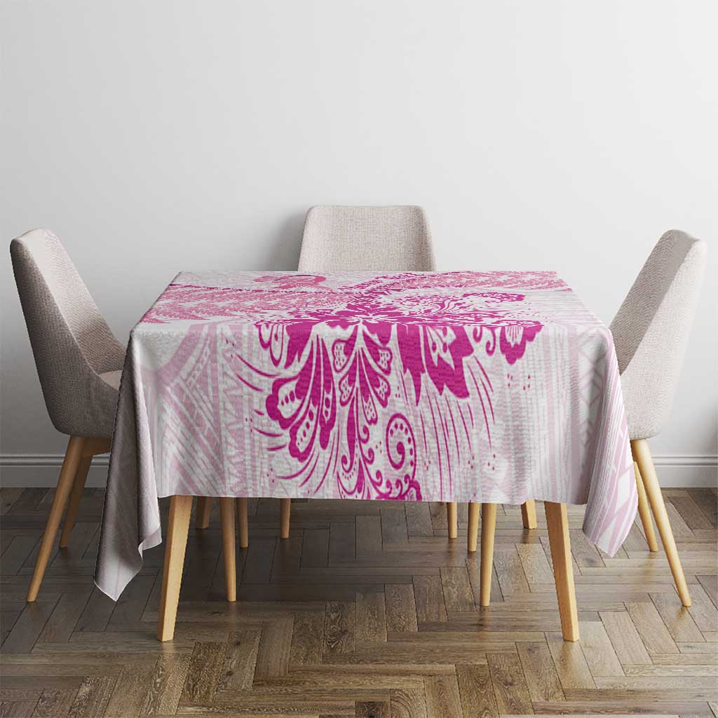 Personalised New Zealand Pink Fern Breast Cancer Tablecloth Polynesian Pattern LT01 - Polynesian Pride