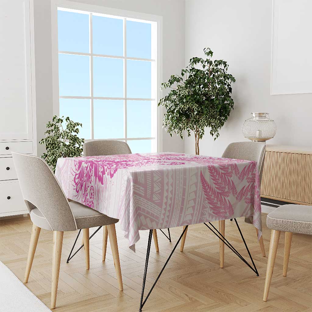 Personalised New Zealand Pink Fern Breast Cancer Tablecloth Polynesian Pattern LT01 - Polynesian Pride
