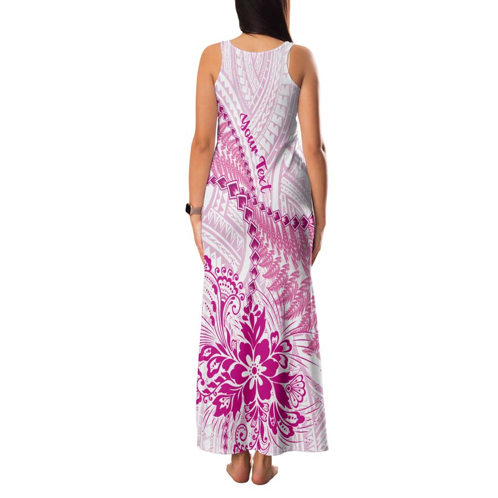 Personalised New Zealand Pink Fern Breast Cancer Tank Maxi Dress Polynesian Pattern LT01 - Polynesian Pride