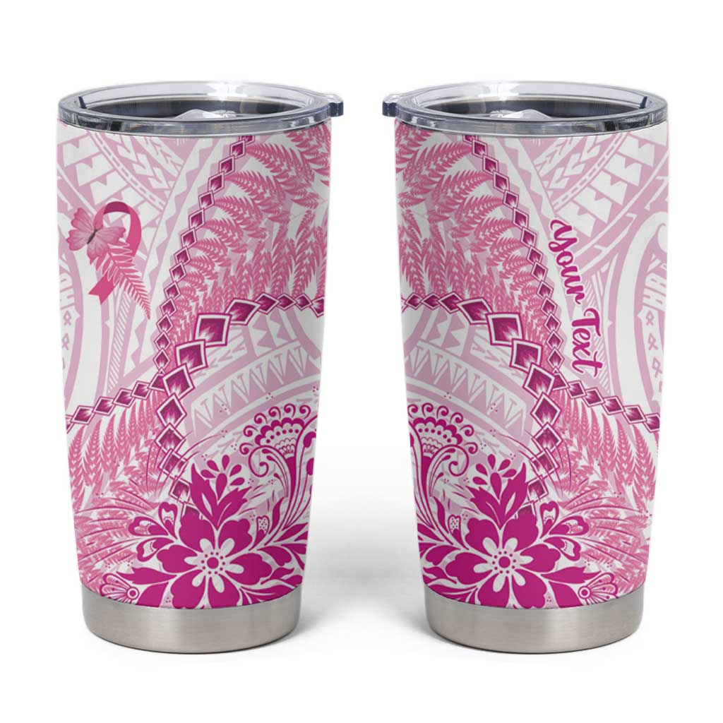 Personalised New Zealand Pink Fern Breast Cancer Tumbler Cup Polynesian Pattern LT01 Pink - Polynesian Pride