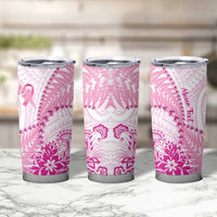 Personalised New Zealand Pink Fern Breast Cancer Tumbler Cup Polynesian Pattern LT01 - Polynesian Pride