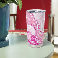 Personalised New Zealand Pink Fern Breast Cancer Tumbler Cup Polynesian Pattern LT01 - Polynesian Pride