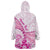 Personalised New Zealand Pink Fern Breast Cancer Wearable Blanket Hoodie Polynesian Pattern