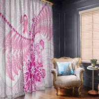 Personalised New Zealand Pink Fern Breast Cancer Window Curtain Polynesian Pattern LT01 - Polynesian Pride