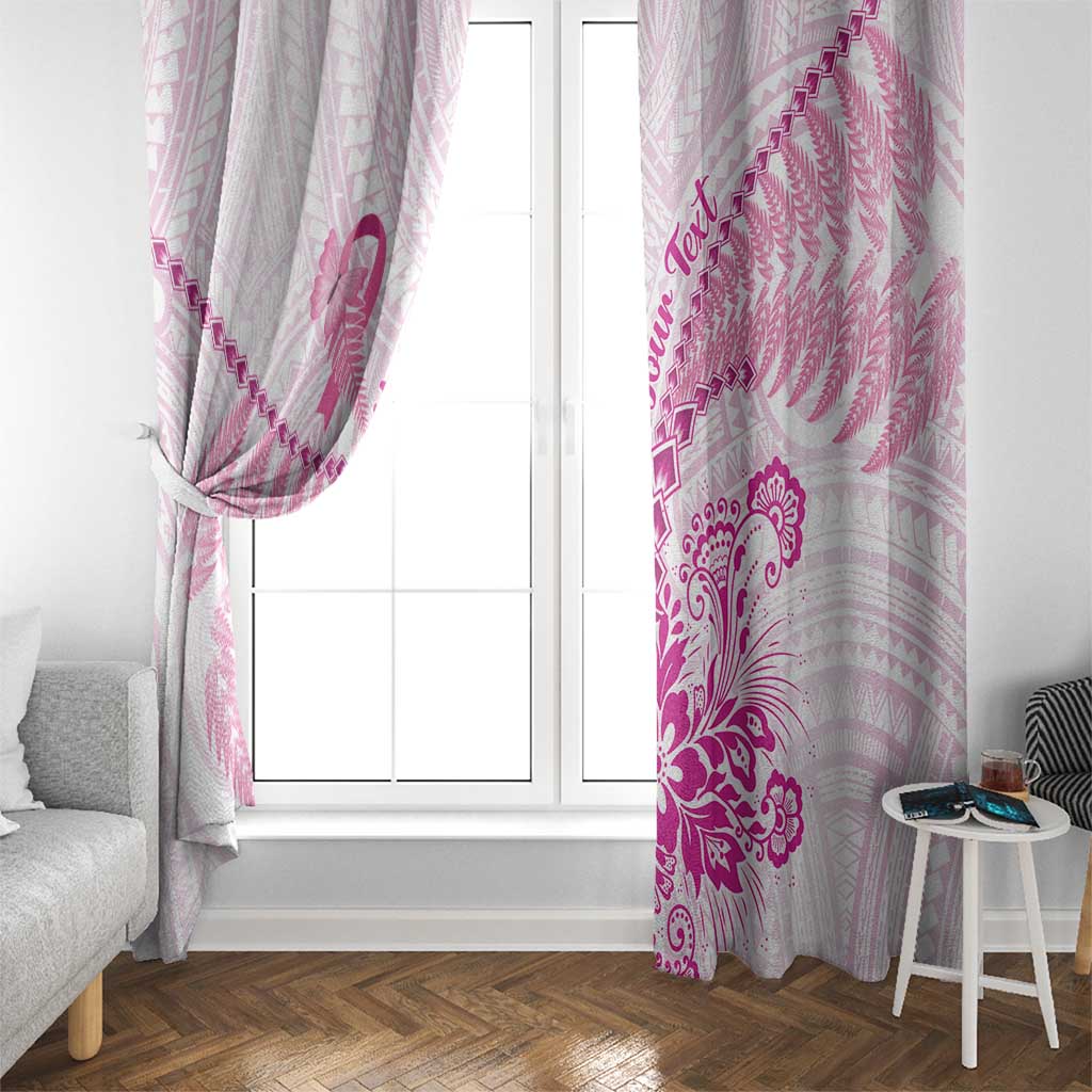 Personalised New Zealand Pink Fern Breast Cancer Window Curtain Polynesian Pattern LT01 - Polynesian Pride