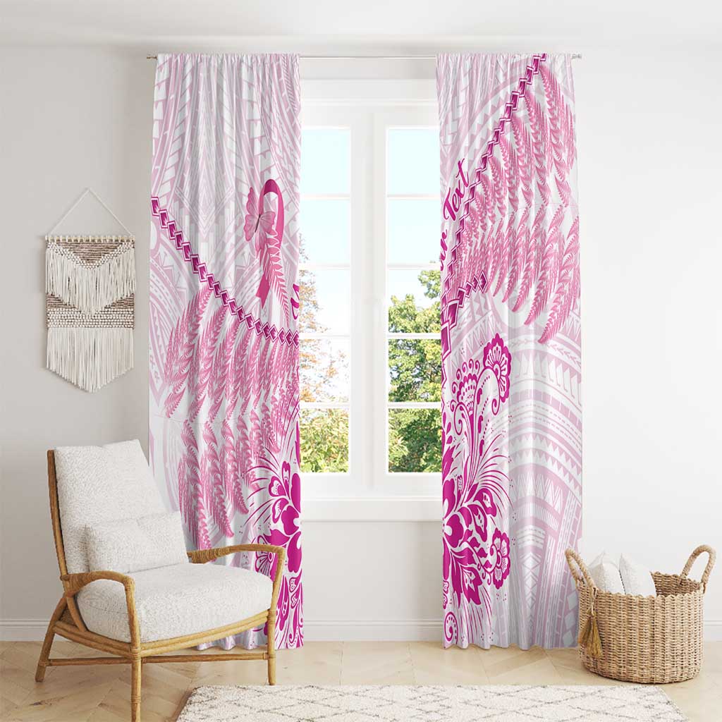 Personalised New Zealand Pink Fern Breast Cancer Window Curtain Polynesian Pattern LT01 - Polynesian Pride
