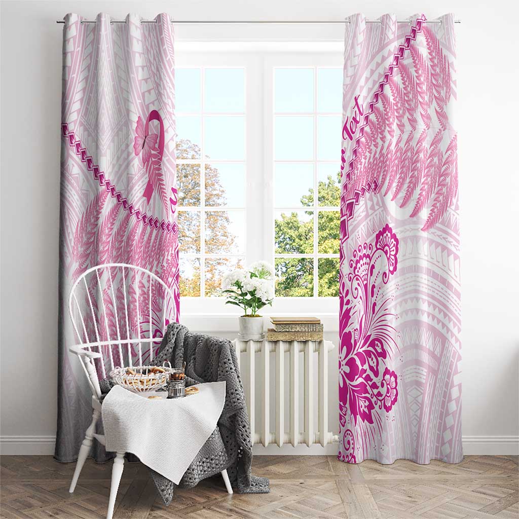 Personalised New Zealand Pink Fern Breast Cancer Window Curtain Polynesian Pattern LT01 - Polynesian Pride