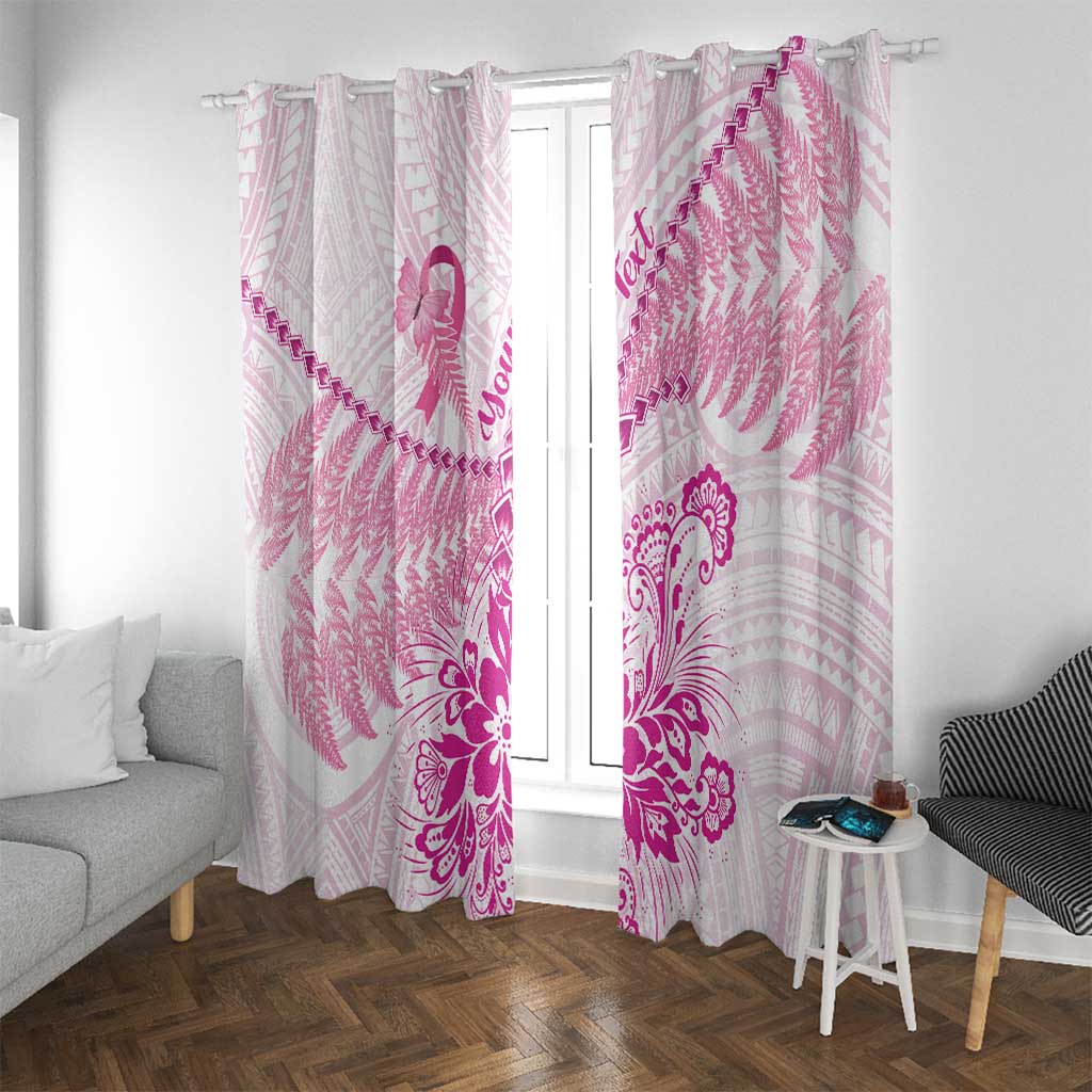 Personalised New Zealand Pink Fern Breast Cancer Window Curtain Polynesian Pattern LT01 With Grommets Pink - Polynesian Pride