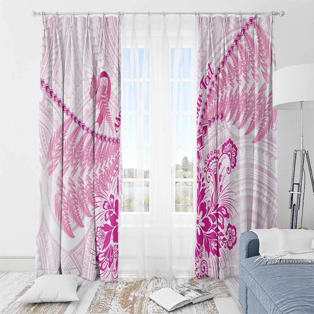 Personalised New Zealand Pink Fern Breast Cancer Window Curtain Polynesian Pattern LT01 - Polynesian Pride