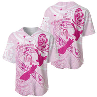 Personalised Aotearoa Breast Cancer Baseball Jersey New Zealand Maori Pattern