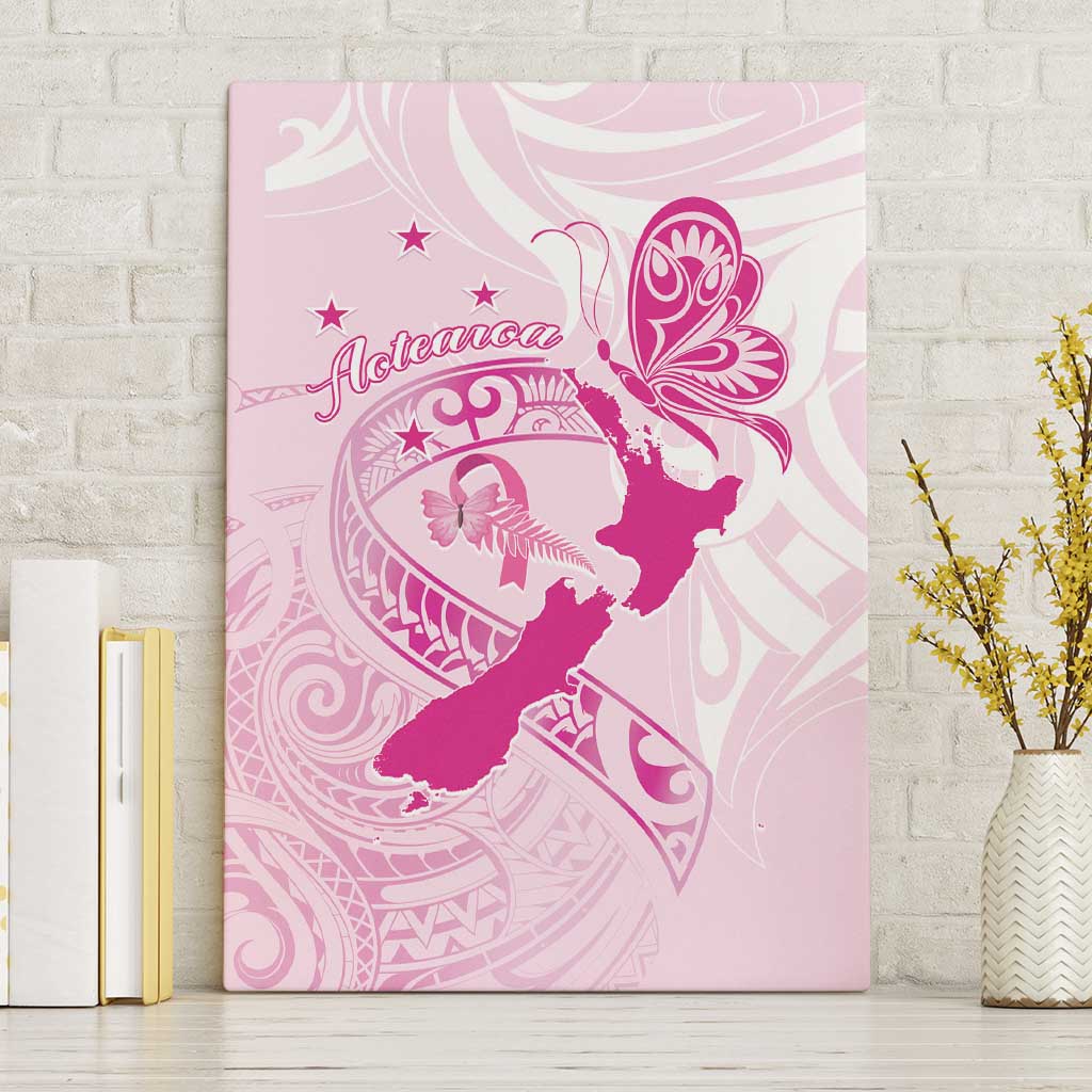 Personalised Aotearoa Breast Cancer Canvas Wall Art New Zealand Maori Pattern LT01 Without Frame Pink - Polynesian Pride