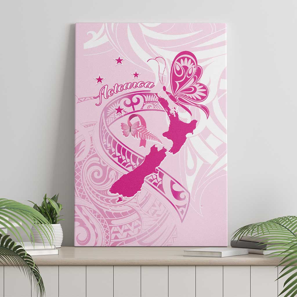 Personalised Aotearoa Breast Cancer Canvas Wall Art New Zealand Maori Pattern LT01 - Polynesian Pride